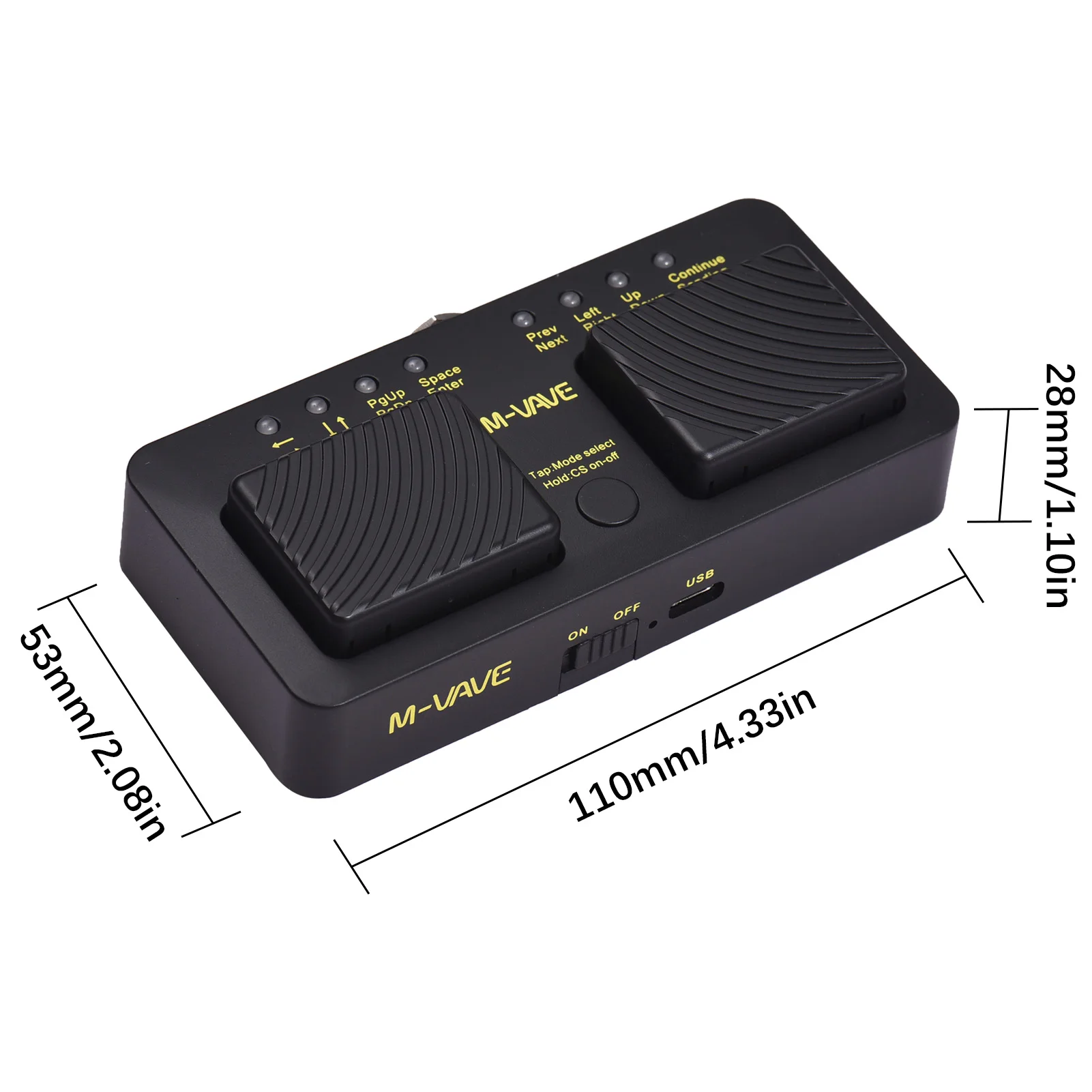 M-VAVE Cube Turner Pro Wireless BT Page Turner Silent Foot Pedal USB Rechargeable Musical Instrument Smart Phone Tablet