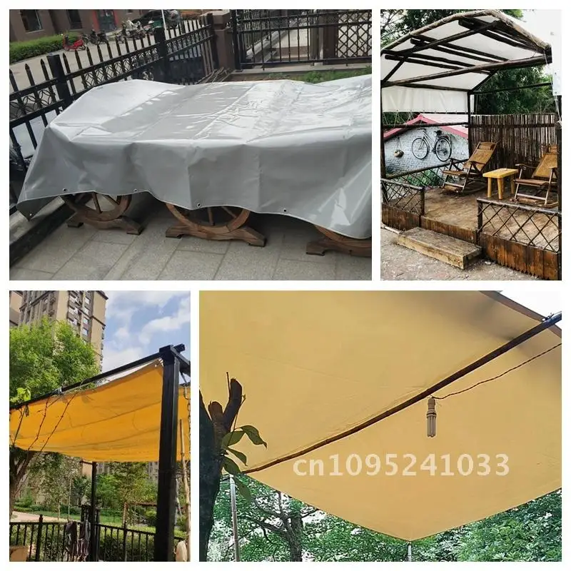 500gsm PVC Tarpaulin Waterproof Heavy Customizable Tarp Cover Awning Balcony Gazebo Planting Rainproof Pavilion Courtyard Canopy