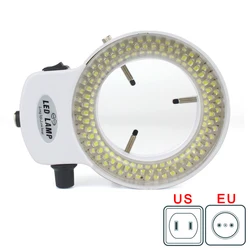 Regulowana lampa pierścieniowa LED 144 lampa oświetleniowa dla przemysłu Stereo mikroskop Trinocular kamera wideo lupa soczewkowa 110V 220V