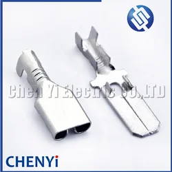 50 Pcs 6.3mm series male female auto wire terminal for connector crimp loose pin Brass tin plating terminals 1500-0080 7116-2641