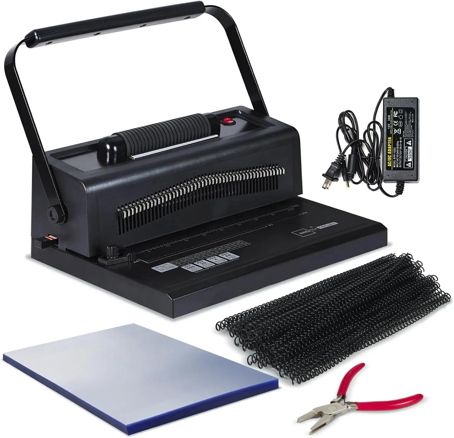 Electric spiral binder 4 1 pitch 20 sheet punch 46 disengageable pins coil inserter adjustable margin 100 pvc covers 5 16 coils