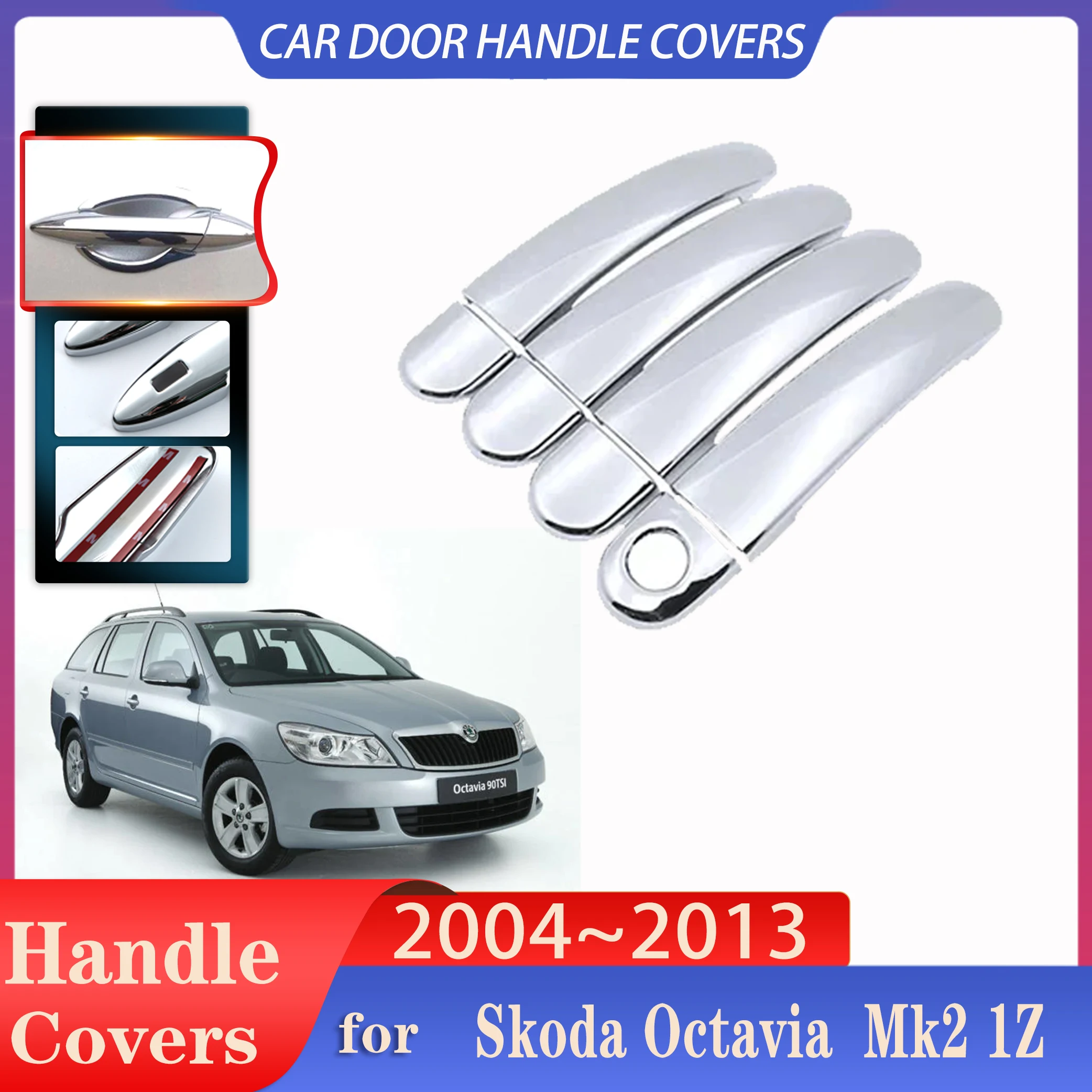 

For Skoda Octavia Tour Fantasia Scout Mk2 1Z 2004~2013 Car Door Handles Exterior Scratch Protective Decor Covers Car Accessories