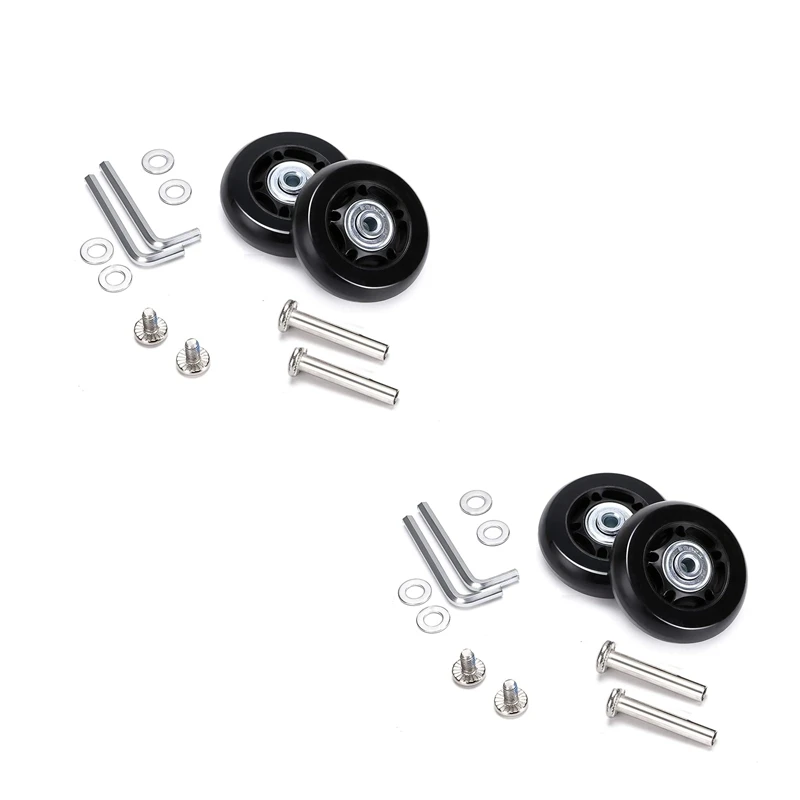 60Mm X 18Mm Luggage Suitcase Replacement Wheels, Rubber Swivel Caster Wheels Bearings Repair Kits