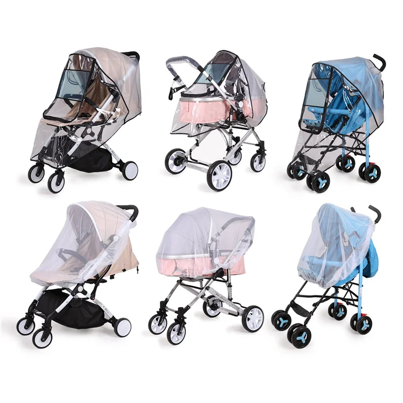 A07I 2X Stroller Rain Cover Universal, Baby Travel Weather Shield, Windproof Waterproof, Protect From Dust Snow