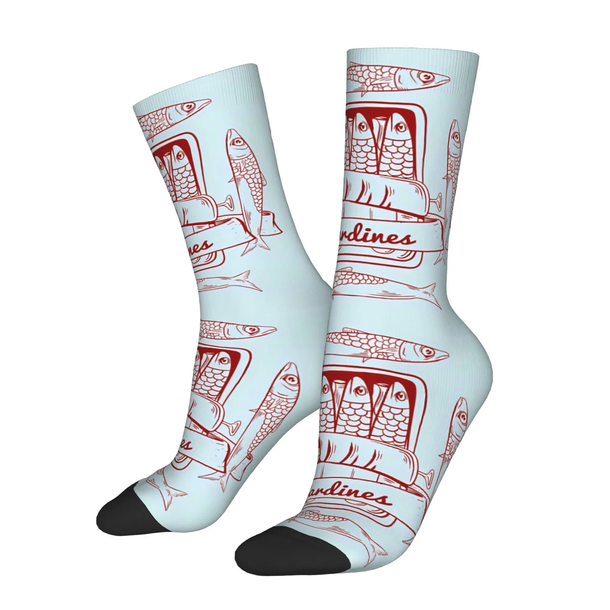 

Canned Sardines Fish Sock Printed Man Polyester Fashion
