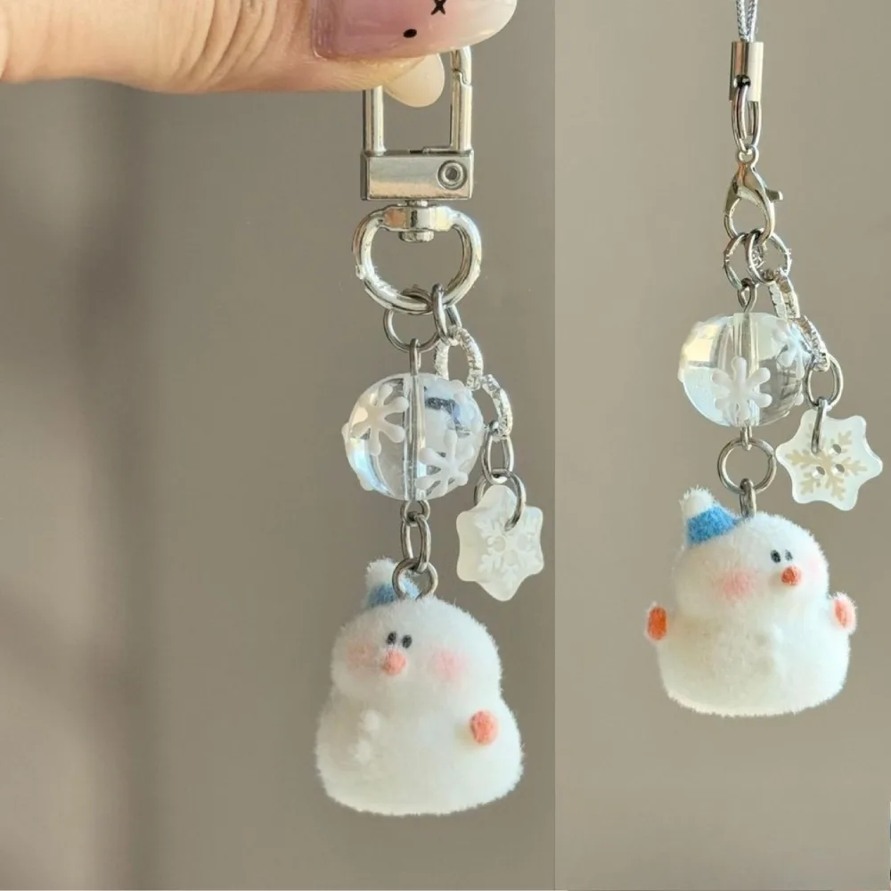 

3D мультфильм Снеговик ремни для мобильных телефонов флокированный снеговик бусины кулон ремешок брелок DIY подвесные украшения ежедневные брелки