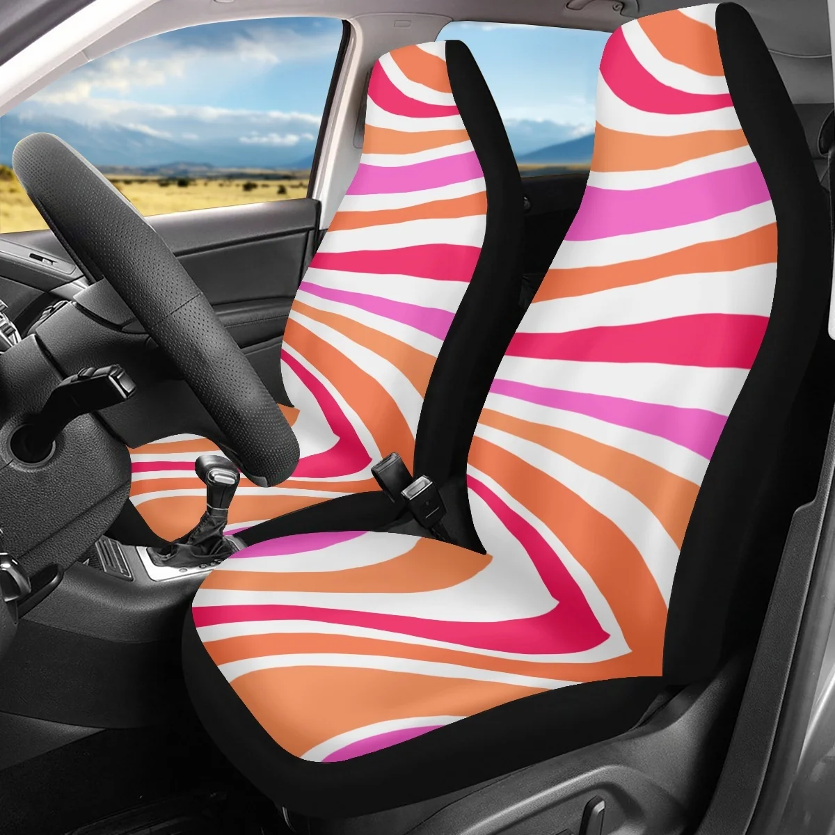 Luxury Car Seat Cover Aesthetic Pastel  Design 2Pcs Set Universal Cushion Covers Fit Most of Vehicle Auto Interior Accessories