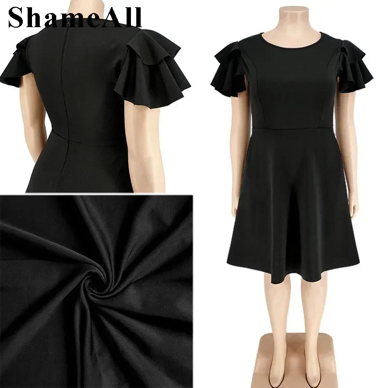 Plus Size Layered Ruffles Short Sleeve Short Party Dress 4XL Summer Women Big Swing Cocktail Gowns Party Club A-line Mini Dress