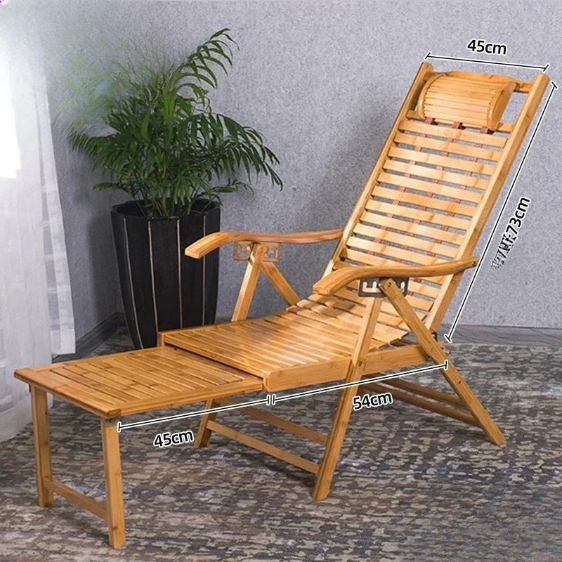 

Deckchair folding household lunch break balcony sitting and lying dual-purpose elderly backrest Chinese leisure bamboo