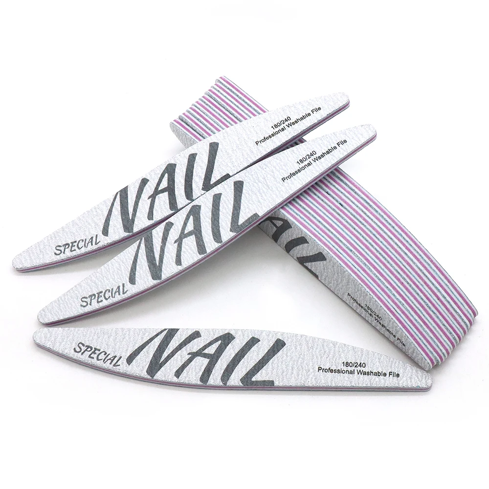 10/25/50 قطعة رمادي المهنية قابل للغسل ملف الأظافر 180/240 الصنفرة على الوجهين الرملي عازلة كتلة UV جل نصائح مانيكير ملفات الأظافر