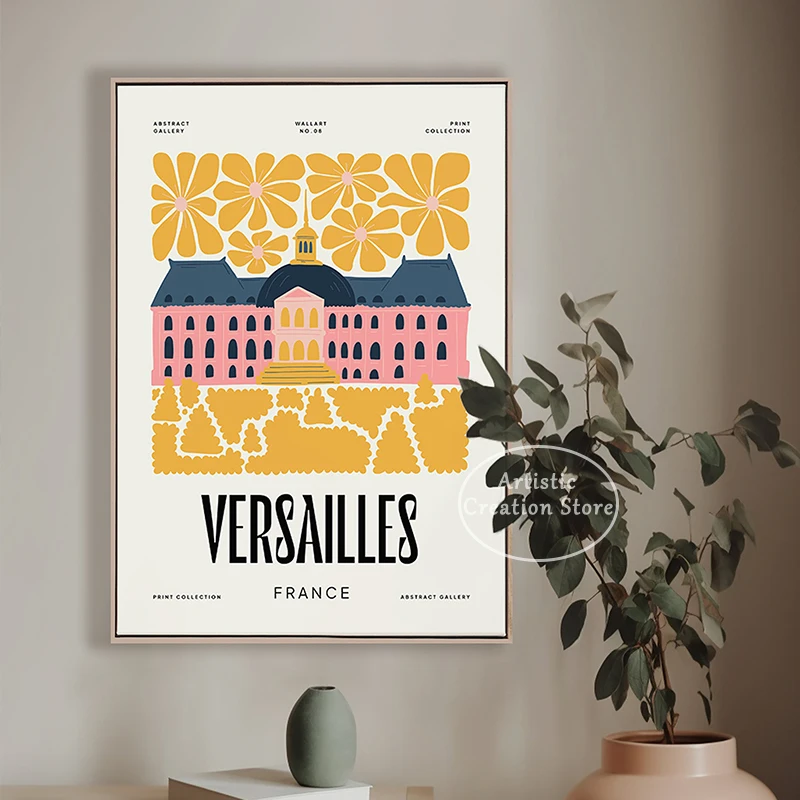 Modern Cartoon London Coliseum Acropolis Athens Greece Poster Canvas Painting Wall Pictures for Living Room Home Decor Gifts