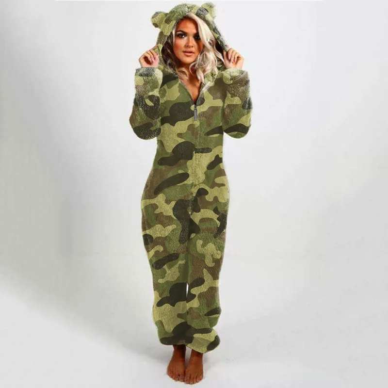 

Hooded Slim Fit Plaid Reversible Fleece Jumpsuit Women Casual Wear 2025 Best Seller