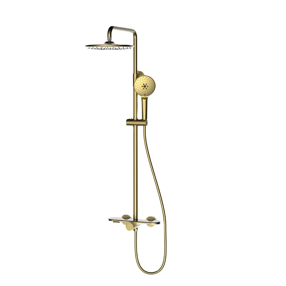 

Оптовая продажа с фабрики, настенный матовый золотой термостатический смеситель для душа для ванной комнаты