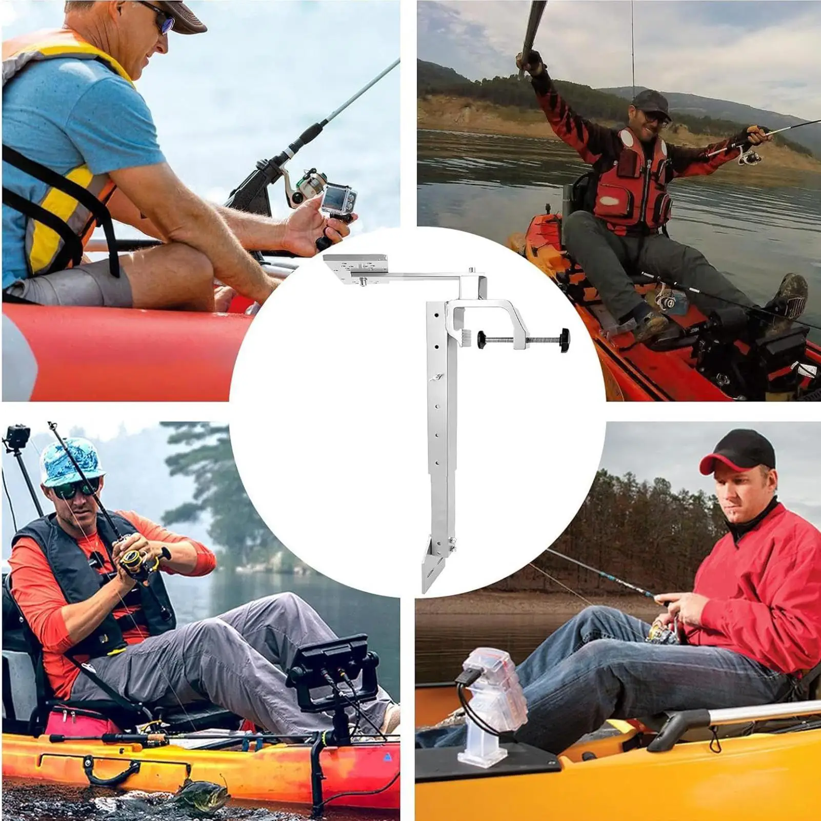 Kayak Fish Finder Mount Height-adjustable 360-degree Rotating Equipment Fish Finder Holder For Boat Outdoor Water Track Rail