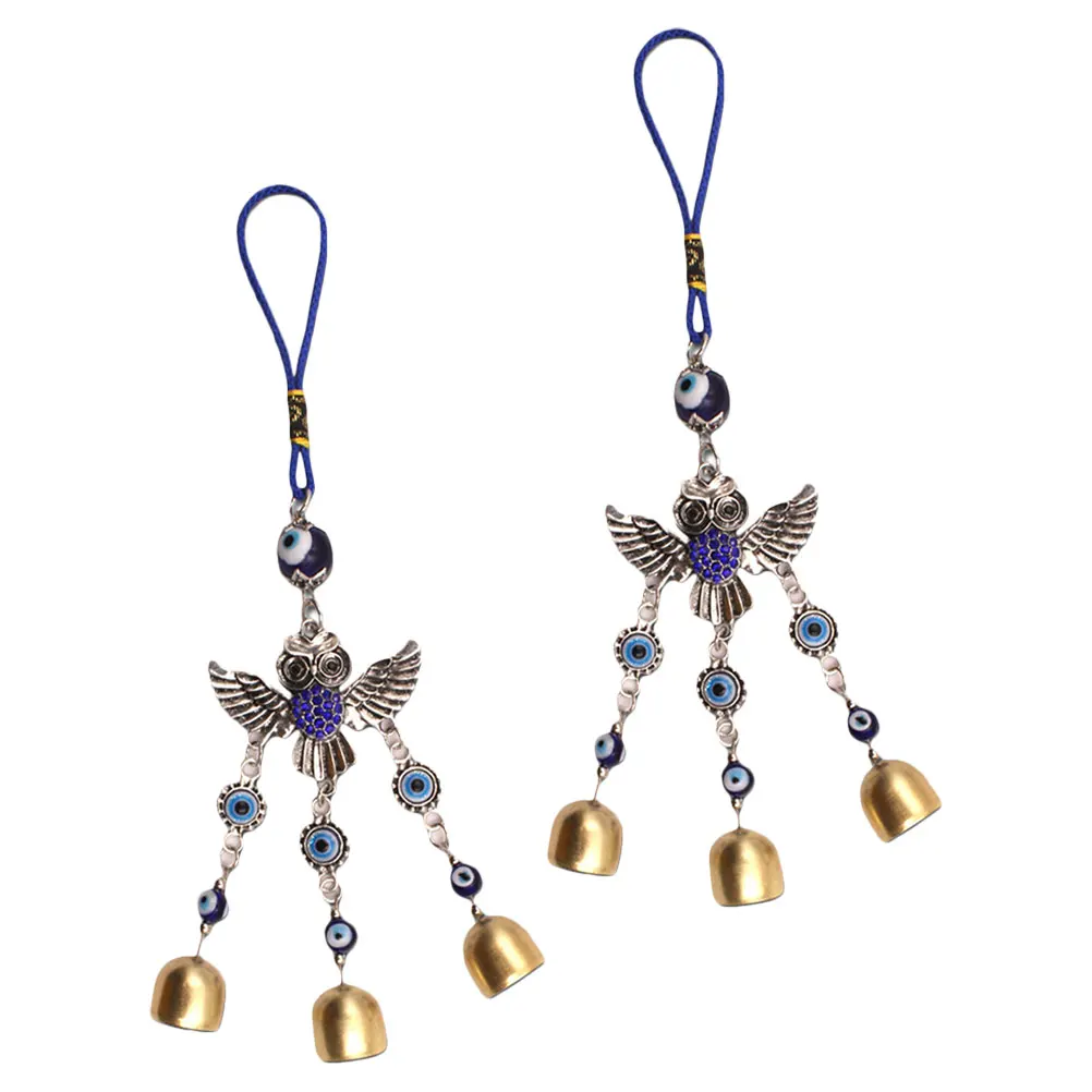 

2Pcs Owl Car Pendant Evil Eye Blue Eye Hanging Decor Rear View Mirror Charm Car Accessories Protective Wind Chime Unique