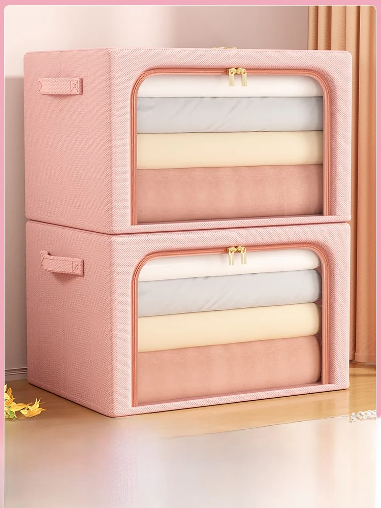 

Large Capaci Clothing Storage Box Home Use Fabric Quilt Organizer down Jaet Storage Bag Nordic Sle Pure Color for Everyone