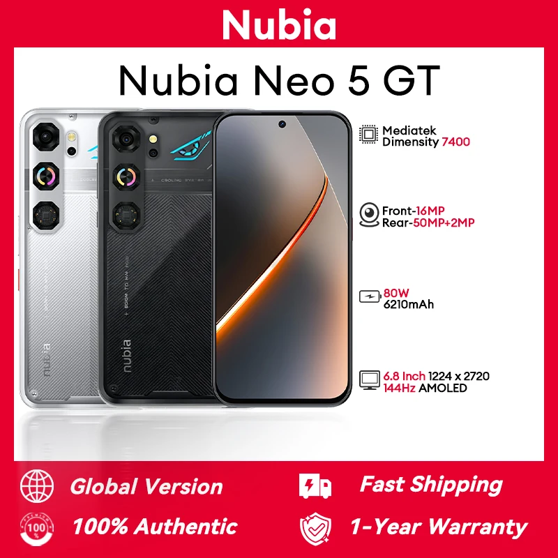 Nubia スマートフォン Neo 5 GT、内蔵ファン、ゲーミングトリガー