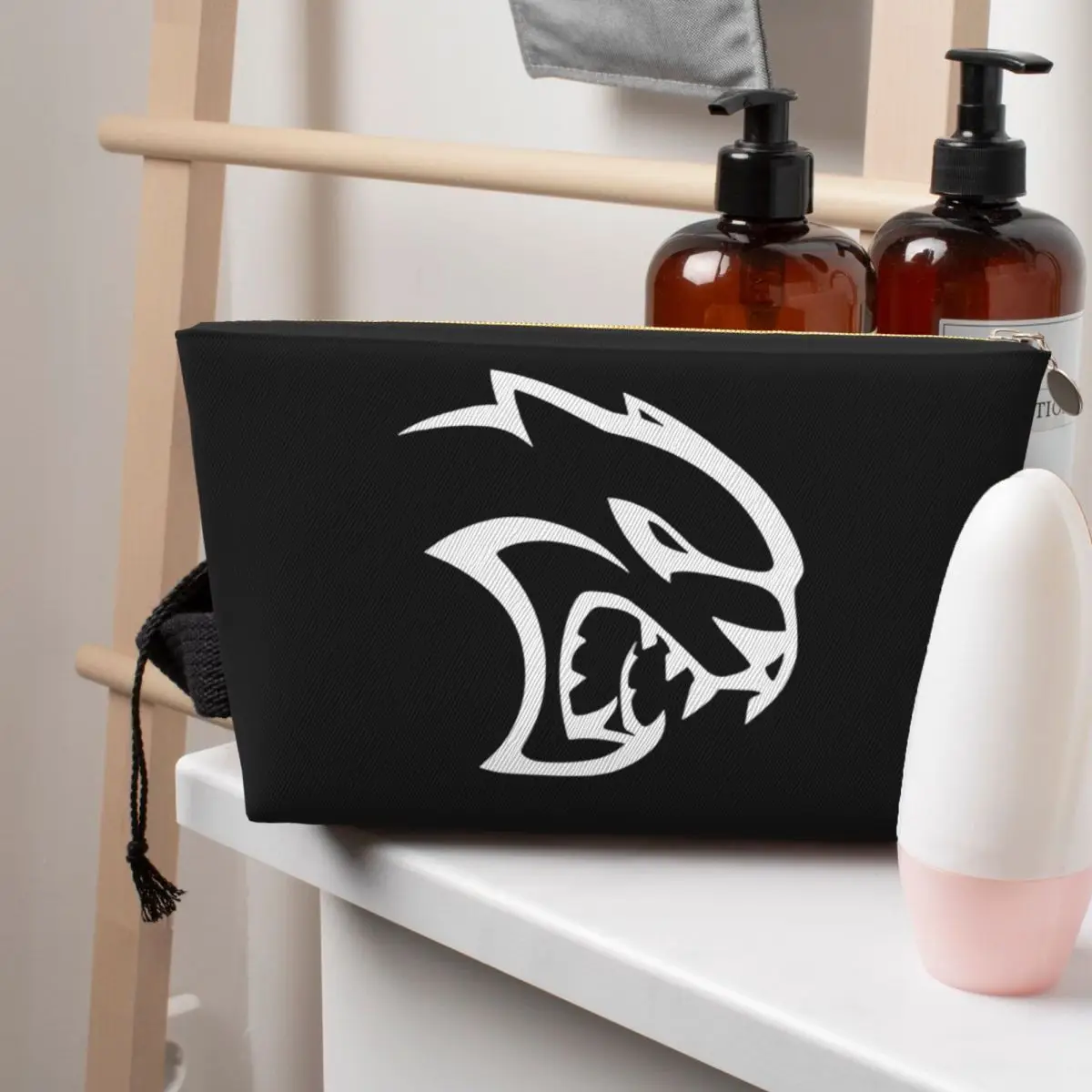

SRT Hellcat Demon Dodge Challenger Car Racing Women Cosmetic Bag Travel Makeup Organizer Pouch Toiletry Storage Dopp Kit Case