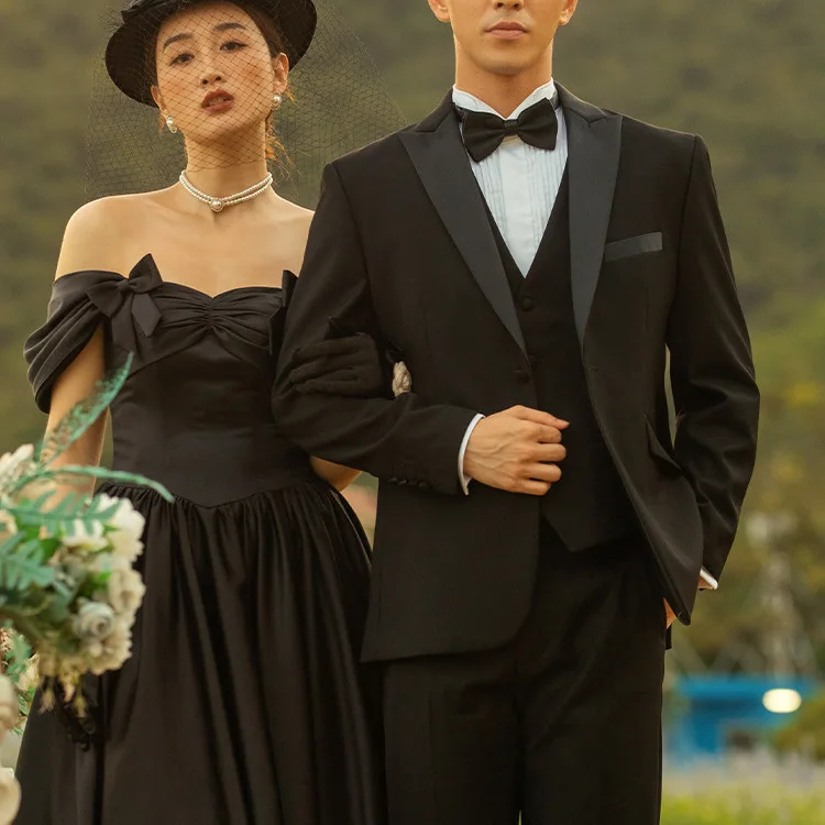 

Мужской свадебный смокинг, костюм на заказ для жениха, для выступлений на фортепиано, вечерний наряд, для ведущего, для художественных экзаменов, в западном стиле...