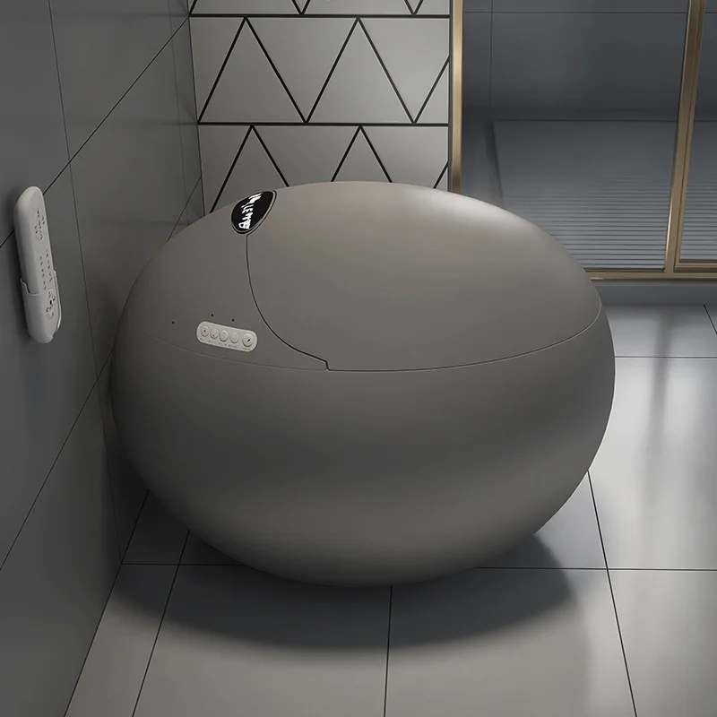 Intelligent One-Piece Egg Shape Automatic Round Ceramic Toilet Bowl New Design Bathroom Sanitary Ware Set Toilet
