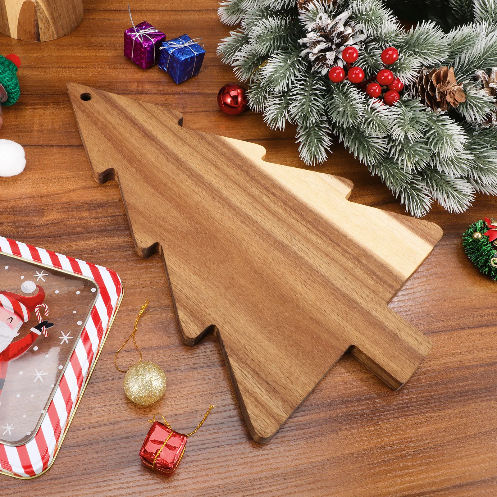 

Christmas Tree Charcuterie Board Wooden Cutting Serving Tray Pizza Bread Dessert Plate for Home Kitchen Restaurant Use