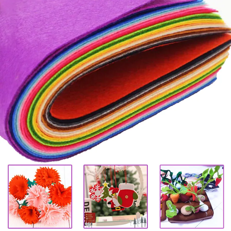 10/40Pcs Soft Felt Fabric Non-woven Felt Fabric Sheet Patchwork DIY Sewing Dolls Crafts Accessories Material