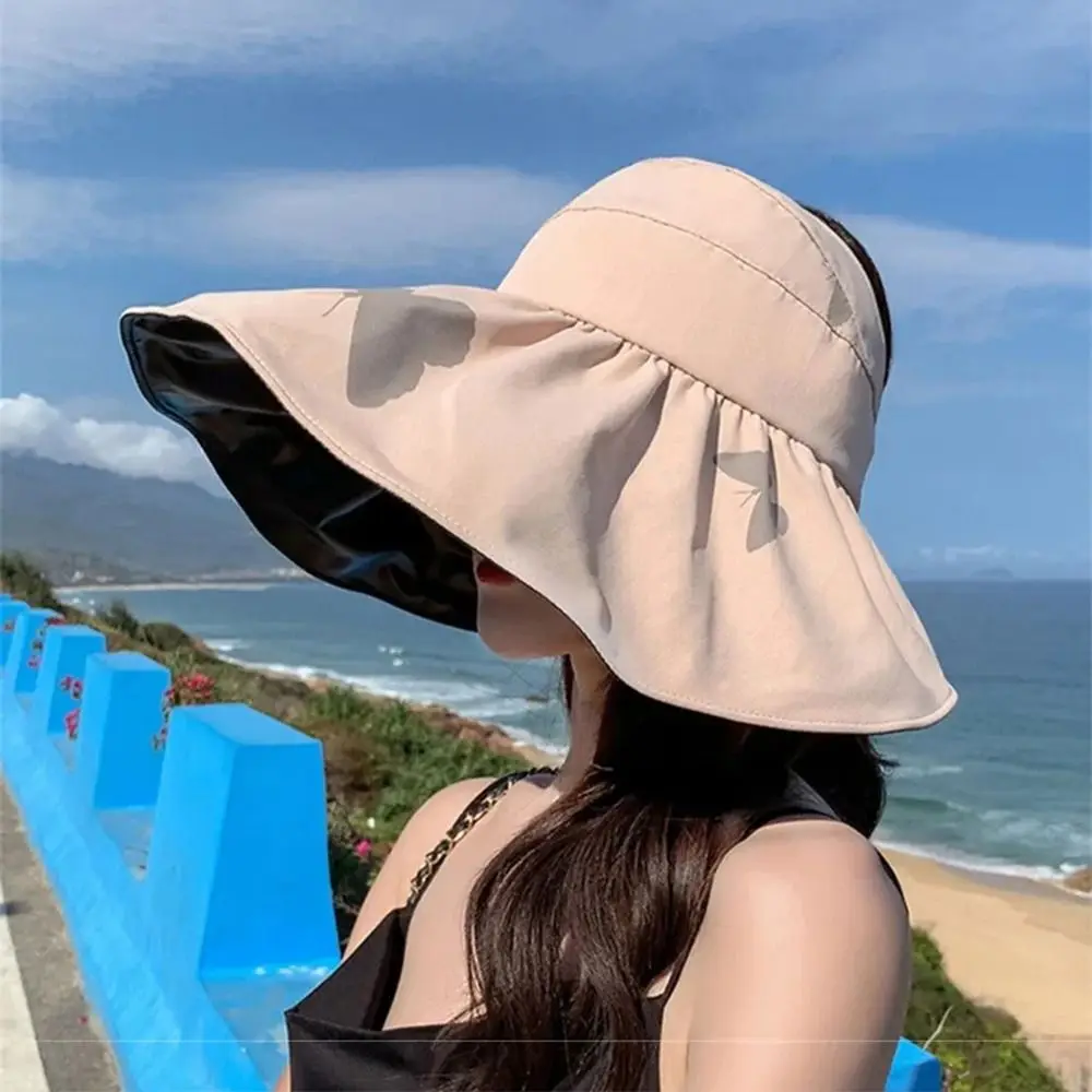 Protezione UV Cappello da sole con visiera grande Cappello da sole estivo a tesa larga con parte superiore vuota Comodo da indossare Cappello da spiaggia con protezione solare traspirante
