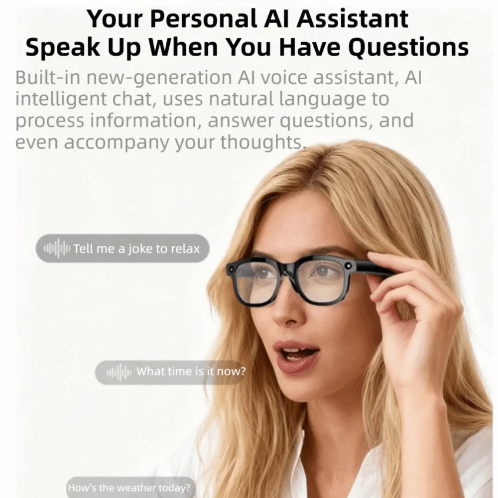 Real-time Translation AI Smart Glasses Anti-Blue Light 1080P Video Recording Smart Video Glasses Bluetooth Audio Wearable Tech