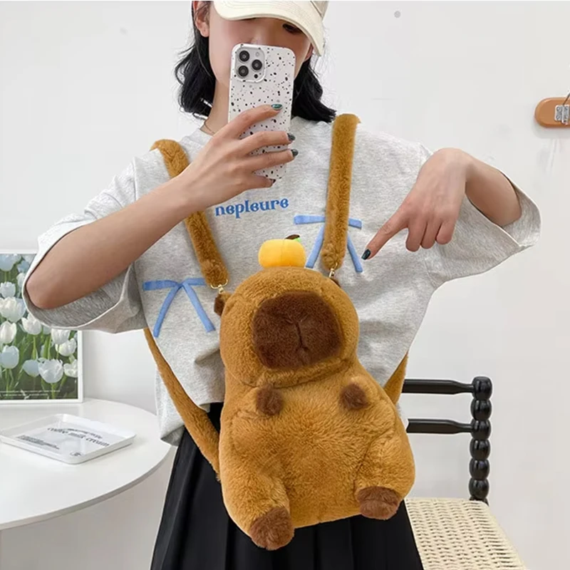 New Kawaii Plushie Doll Capybara Plush Backpack Handbag Children\'s Bag Toy Shoulder Bag Mini Knapsack Bags Gifts for Girlfriend