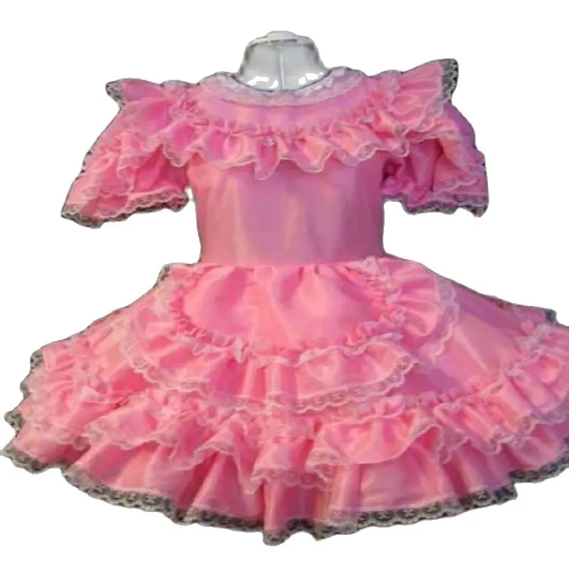 Sissy Pink Girl Adult Little Girl Satin Organza Dress Crossdresser Party Daily Unisex Dress Role Playing Dress Customization