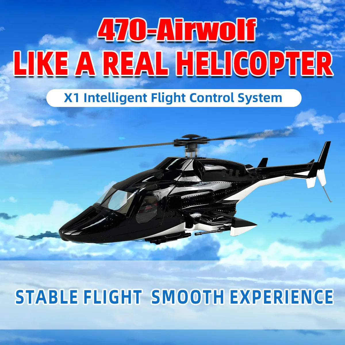 Roban 470 Size Airwolf RTF RC Helicopter Scale Aircraft Model