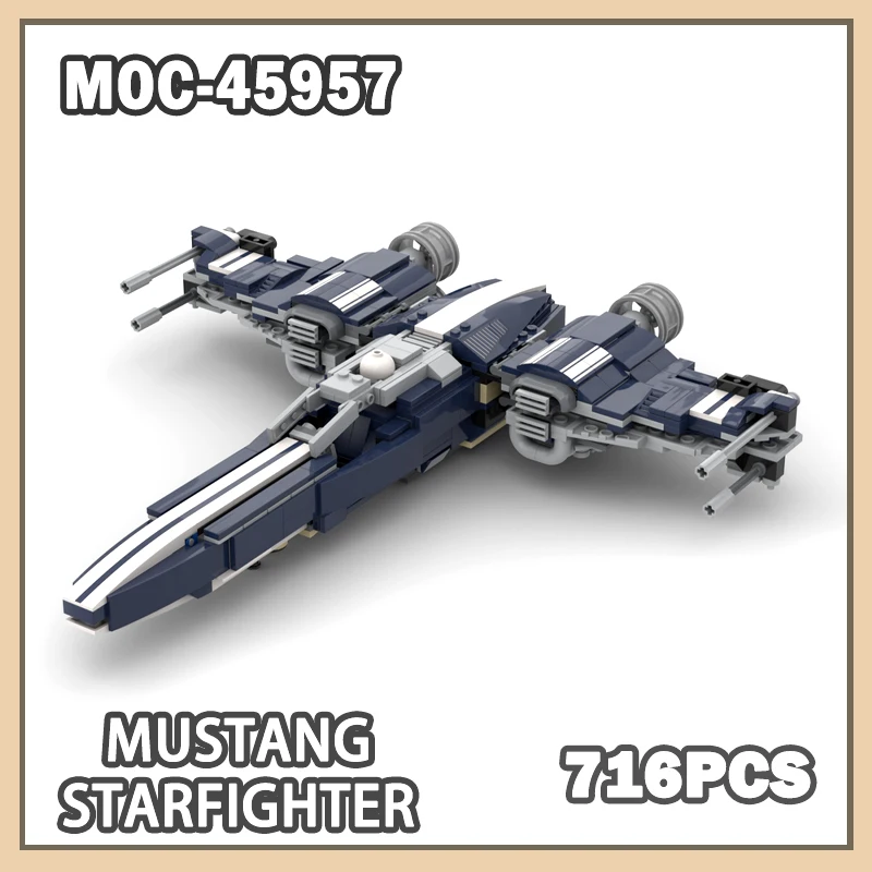 

MOC-45957 Военная серия Военная война Мустанг Звездный истребитель Научная фантастика Межзвездный самолет Строительный блок Модель Кирпич DIY Подарки 716 шт.