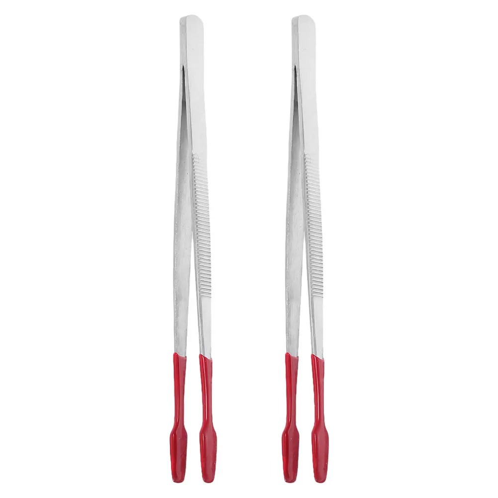 

2pcs Stamp Tweezers Rubber Flat Tip Crafting Stainless Tool for Collecting Industrial Hand Tools