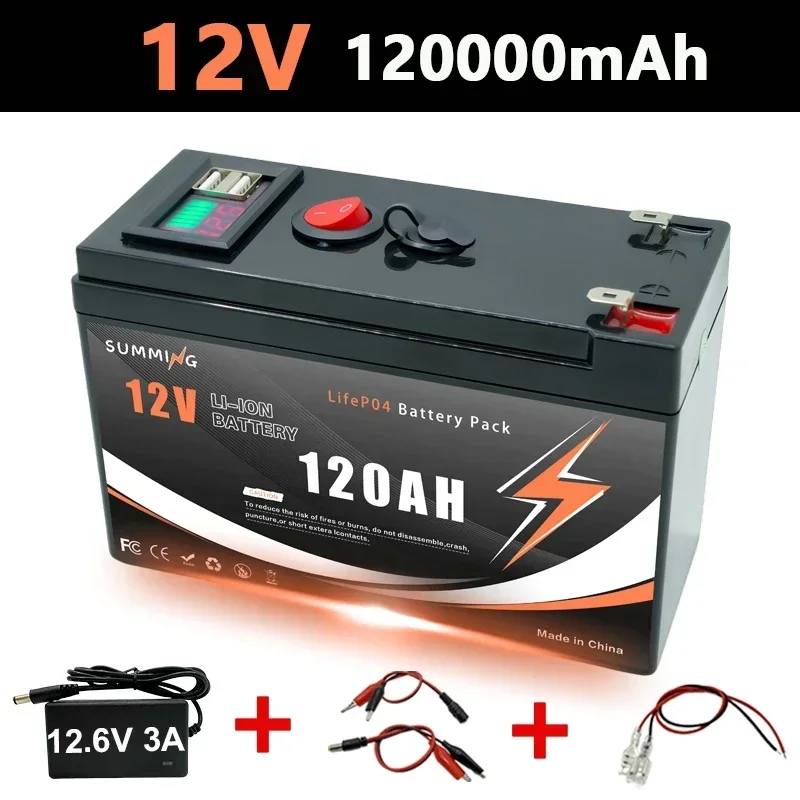 Upgrade 12V 150Ah LiFePO4 oplaadbare lithiumbatterij,️4000+ cycli, voor kleine UPS, zonne-energie, Fishfinder, Power Wheel