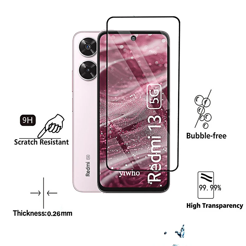 1-4 pezzi di vetro protettivo per Redmi 13 5G 4G 14C 13C 14R Proteggi schermo in vetro temperato su Redmi Note 13 Pro 5G 4G Pellicola frontale