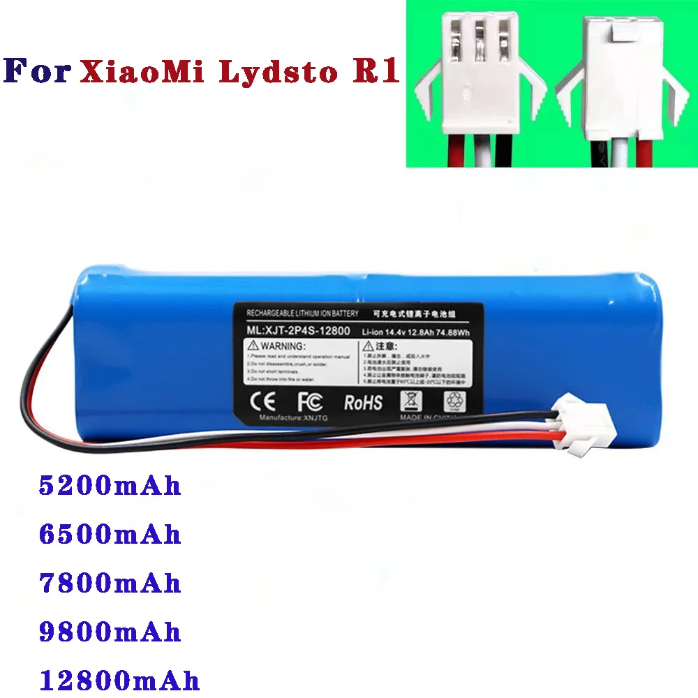 14.4V Rechargeable Lithium Battery Pack Replacement for Xiaomi Eco-chain Viomi S9 Lydsto R1 Roidmi Eve Plus Robotic Vacuum Clean