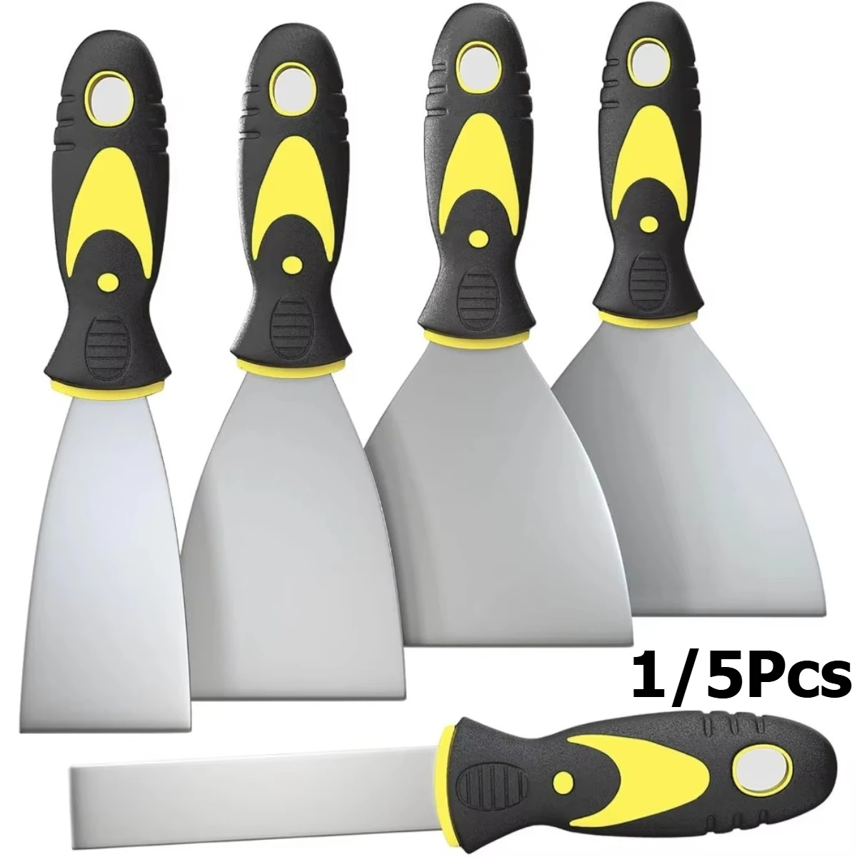 1/5Pcs Putty Knife Rust‑Resistant Spackle Paint Scraper Tools for Drywall Repair, Wallpaper Mud and Plaster Removing Work