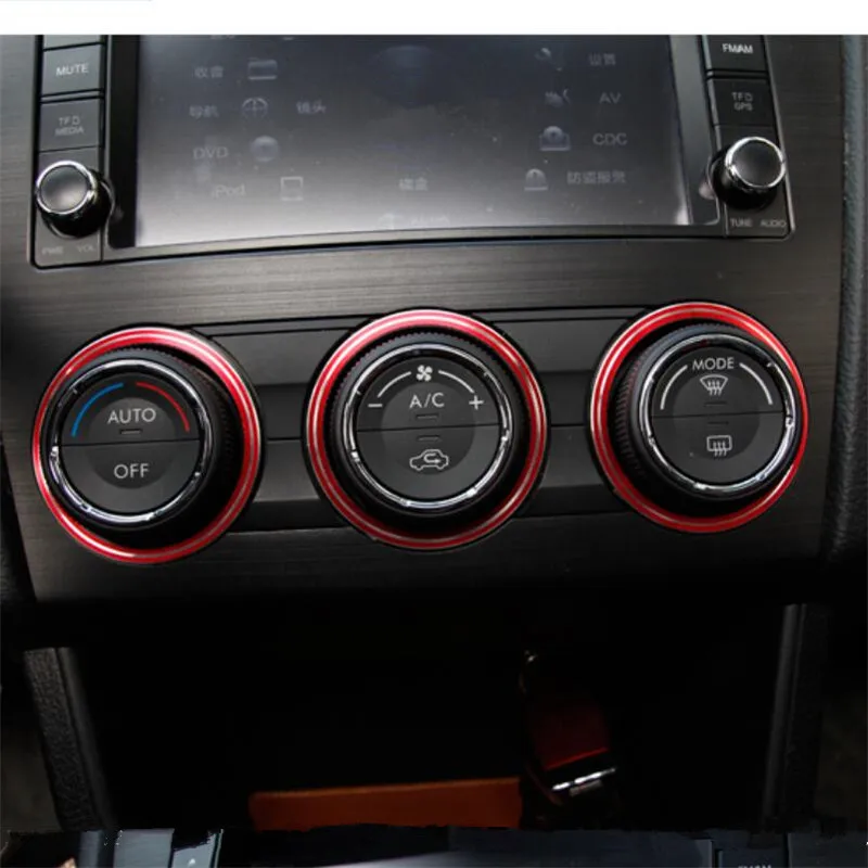 3Pcs/Set Car Styling AC Adjustment Knob Decorative Ring For Subaru Forester Impreza XV Crosstrek WRX Levorg Auto Accessories view 6