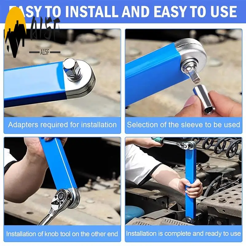 

A15F-Extension Wrench 15Inch 0 Degree Ratchet Tight Reach Extension Wrench Set With 1/2,1/4 And 3/8Inch Square Drive Adapters