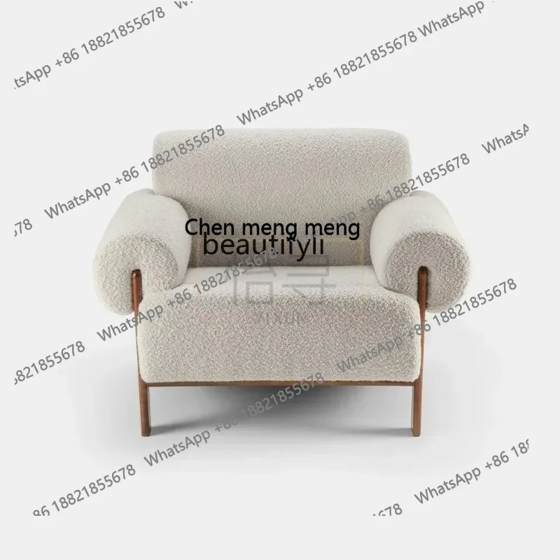 

New style NN Nordic small apartment living room lazy sofa chair designer lamb wool casual single chair ss 8617