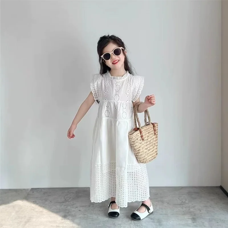 

Cotton Children's Clothing Lace White Dress Girls' Princess Little Fresh Vest Dress 2025 Summer New Style