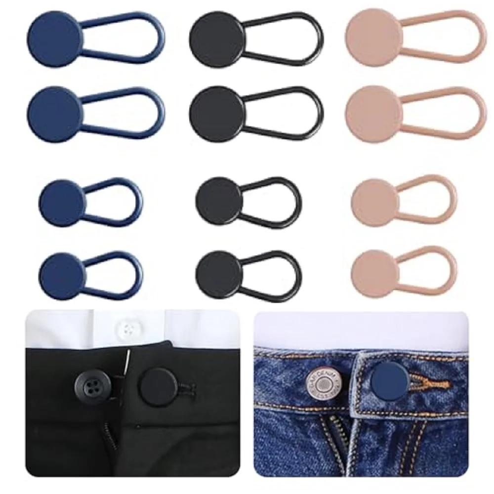 4/12PCS Flexible Waist Extenders for Jeans Pants Adjustable Pants Button Expanders Uni No-Sew Instant Pant Waist Extenders