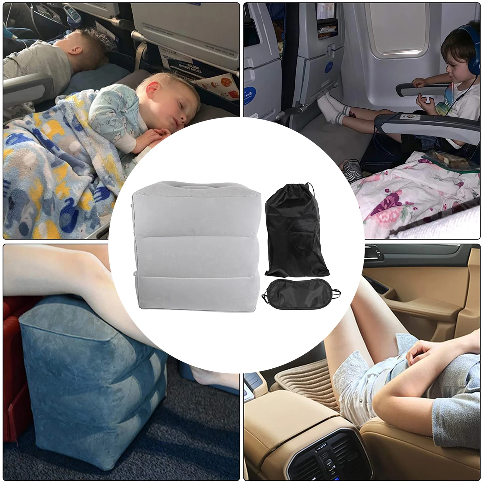 1pc poggiapiedi gonfiabile cuscino da viaggio pieghevole regolabile materiale floccato in PVC sgabello elevabile mobili da esterno