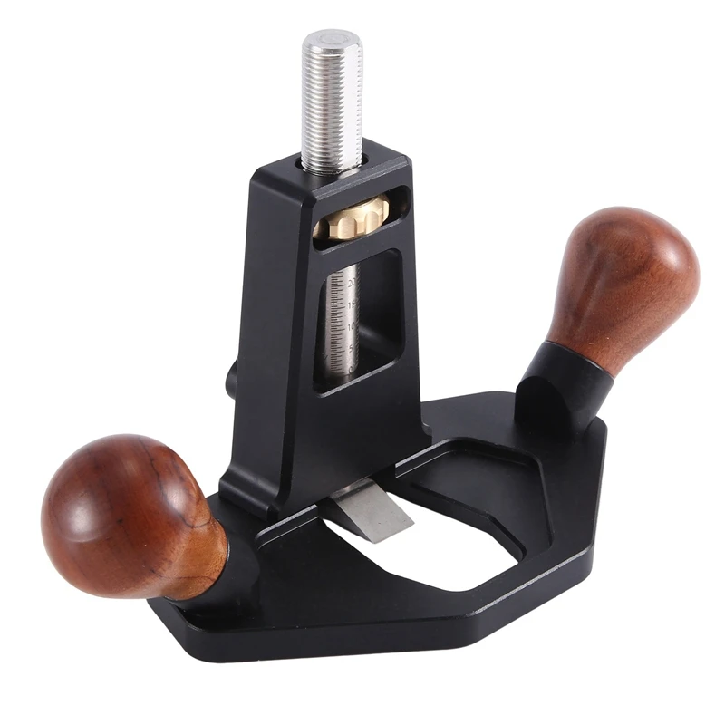 Router Plane With Adjustment Knob Woodworking Handheld Bottom Cleaning Manual Slotting Edge Trimming Flat Planer Durable Black