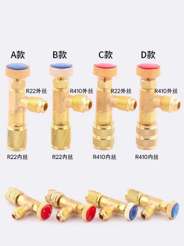 Pendingin udara rumah tangga, katup keselamatan fluorin pendingin cair R22 katup cair R410 R22 tembaga murni