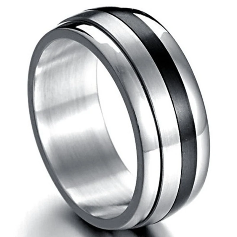 Fashion 10MM Vintage Titanium Steel Rotated Ring For Men and Women