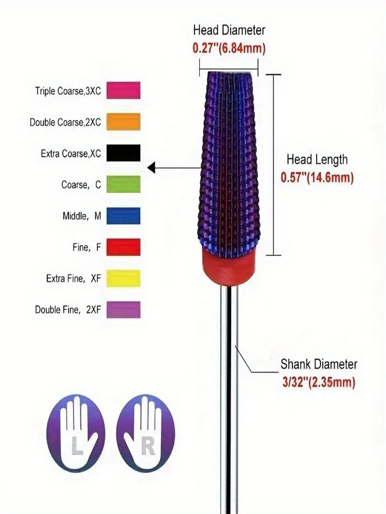 Forets à ongles professionnels en carbure de tungstène violet 3/32 "5 en 1, fraises coniques non parfumées pour l'élimination du Gel acrylique