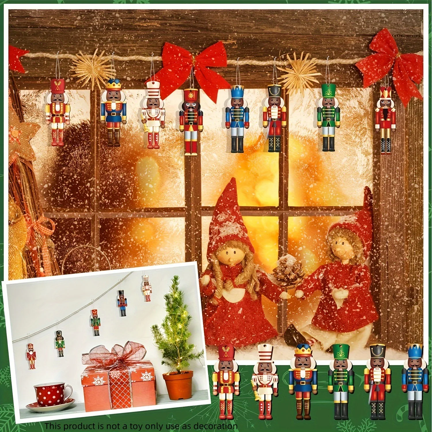 

12pcs Christmas Nutcracker Pendant Christmas Tree Nutcracker Pendant Creative Wooden Nutcracker Pendant Christmas Decorations