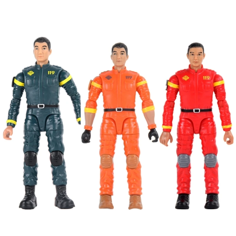 

Firefighter Figurine Set & Accessories for Children Model Figure Moveable Firefighter Man Figurine Toy Boy Collection