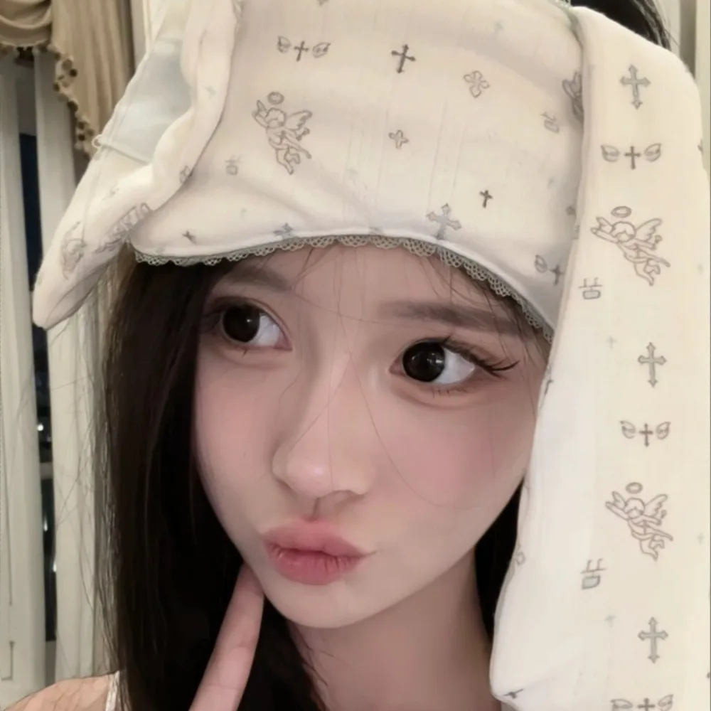 Fashion Stretchy Lop Ear Rabbit Headband Soft Cartoon Bunnies Eye Shade Kawaii Sweet Rabbit Blindfold Hair Styling Accessory